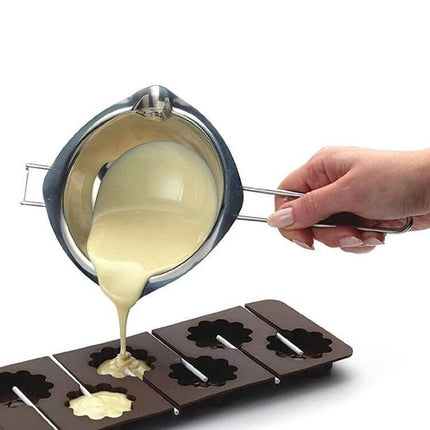 Stainless Steel Chocolate Melting Pot For DIY Baking pouring melted chocolate into silicone molds, double boiler liner for small-batch melting