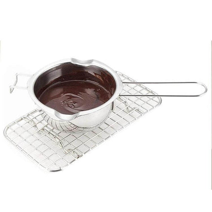 Stainless Steel Chocolate Melting Pot For DIY Baking compact double boiler liner with melted chocolate and long handle