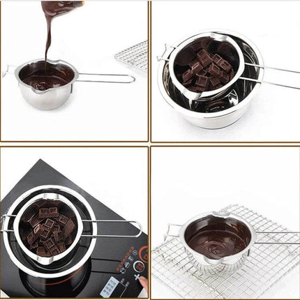 Stainless Steel Chocolate Melting Pot For DIY Baking - compact 26.5cm double boiler liner melting chocolate gently