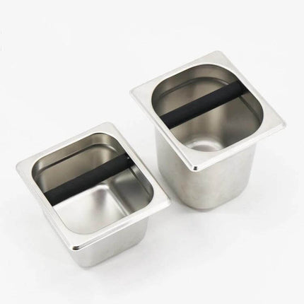 Stainless Steel Coffee Grounds Bucket Large For Cafes Bars And Tea Shops - Dual-Basin Espresso Knock Box, Stainless Steel