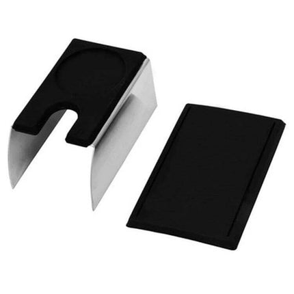 Stainless Steel Espresso Tamper Stand For Home Barista Use - stainless steel body with silicone top, keeps tamper off countertop