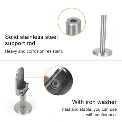 Stainless Steel Fish Mouth Clip With Support Rod 14x60mm - sanding finish support rod and iron washer for glass railings, 8–12mm clip range