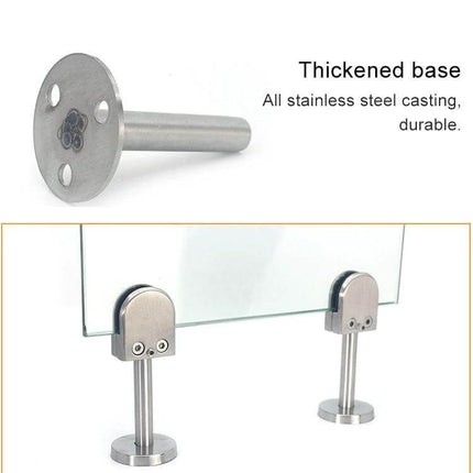 Stainless Steel Fish Mouth Clip With Support Rod 14x60mm - brushed 201/304 stainless mounting for glass railings and panels