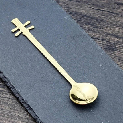 Stainless Steel Coffee Mixing Spoon Guitar Shaped titanium-plated 304 stainless steel musical instrument stirring spoon for cups and desserts