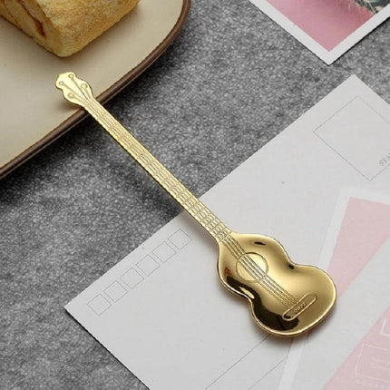 Stainless Steel Coffee Mixing Spoon Guitar Shaped – gold titanium plated 304 stainless steel guitar‑shaped stirring spoon for coffee, milk, desserts