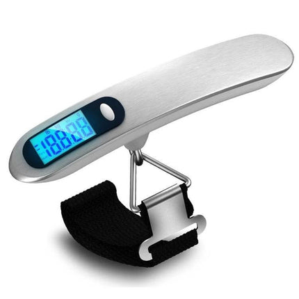 Stainless Steel Handheld Luggage Scale, Black For Travel - compact stainless steel digital scale with 4-digit LCD and strap, 50kg max