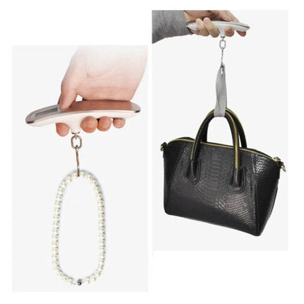 Stainless Steel Handheld Luggage Scale, Black For Travel handheld weighing a handbag and necklace on a 4-digit LCD portable scale