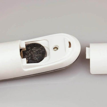 Stainless Steel Handheld Luggage Scale, Black For Travel showing CR2032 battery compartment and cover