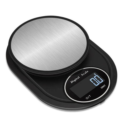 Stainless Steel Kitchen Scale For Everyday Home Use - compact digital scale with 13cm stainless weighing pan, tare/add function, LCD display