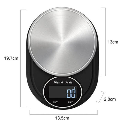 Stainless Steel Kitchen Scale For Everyday Home Use compact digital kitchen scale with 13cm stainless weighing pan and LCD display
