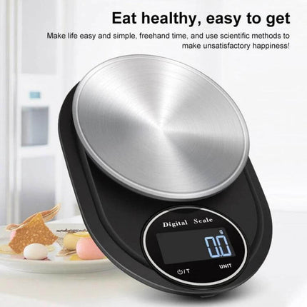 Stainless Steel Kitchen Scale For Everyday Home Use - compact digital kitchen scale with 13cm stainless weighing pan and tare function