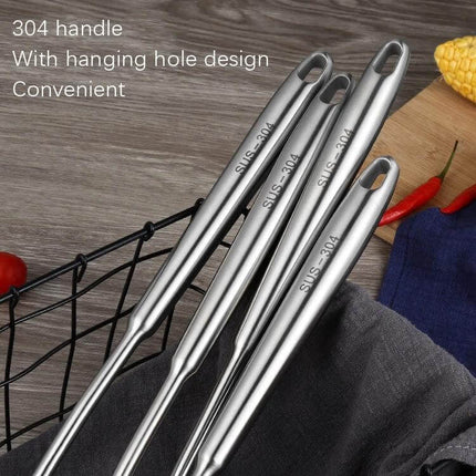 Stainless Steel Kitchen Utensil Set With Hollow Handles For Cooking – 304 stainless hollow-handle spatula and spoon set with hanging holes