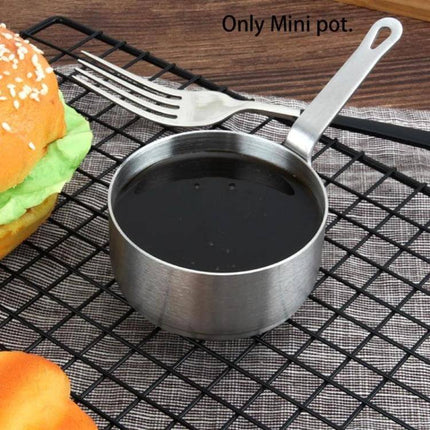 Stainless Steel Sauce Handle Mini Pot Size S For Everyday Cooking - compact 9.5x5.3x5cm matte stainless steel mini pot with handle, for sauces