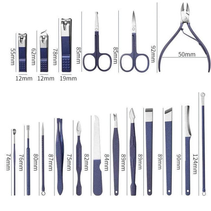 Stainless Steel Nail Clipper Set For Home Manicure multi-piece stainless steel and ABS grooming kit with clippers, scissors, nippers and tools