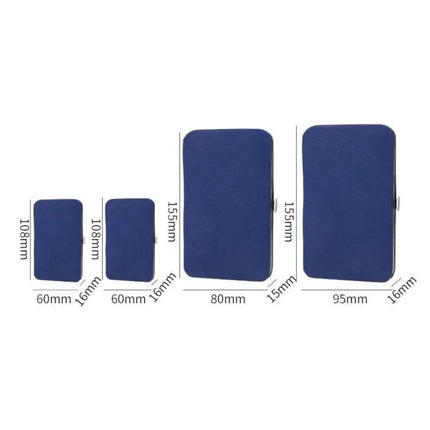 Stainless Steel Nail Clipper Set For Home Manicure blue multi-size grooming kit in compact cases with dimensions shown