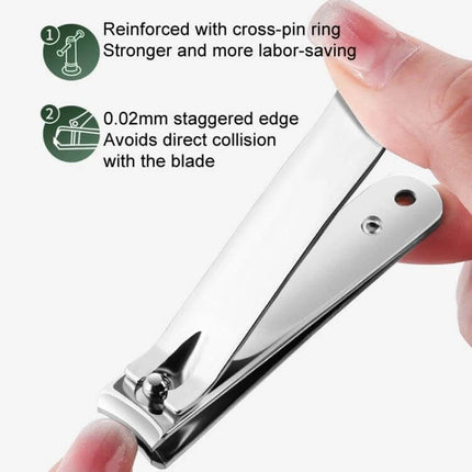 Stainless Steel Nail Knife Set Light Pink for Everyday Manicures - close-up of high carbon steel beveled nail clipper with reinforced cross-pin and 0.02mm staggered edge