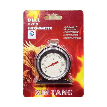 Stainless Steel Oven Thermometer For Home Cooking Essentials - dial oven thermometer with stainless steel body and 0–300°C range in retail packaging