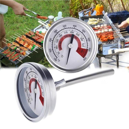 Stainless Steel Oven Thermometer for BBQ Grilling with Dual Display - dial probe thermometer on grill showing accurate temperature for barbecue and oven use