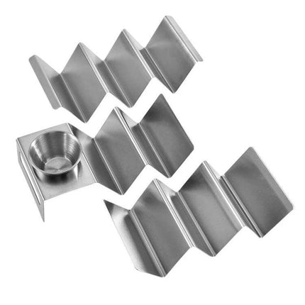 Stainless Steel Pancake Rack With Cup For Breakfast Buffet Serving - 430 stainless steel upright pancake display with integrated topping cup
