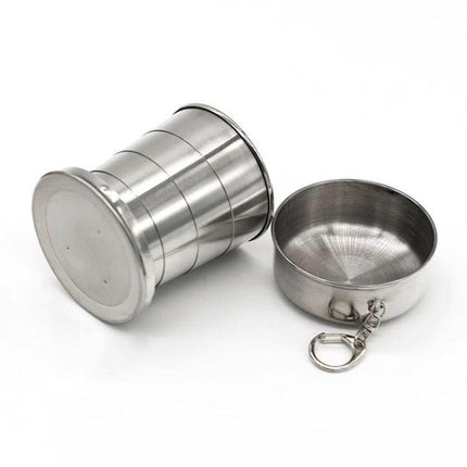 Stainless Steel Retractable Outdoor Cup Large for Travel – collapsible stainless steel travel cup with keyring, telescopic reusable cup for hiking and events