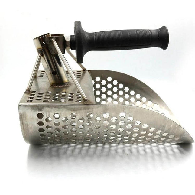 Stainless Steel Sand Shovel For Gold Panning And Beach Exploration with 304 stainless steel perforated scoop and ergonomic handle