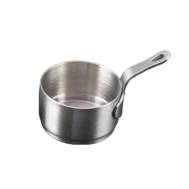 Stainless Steel Sauce Handle Mini Pot Size S For Everyday Cooking - Compact matt-finish steel mini pot 9.5x5.3x5 cm, 64 g