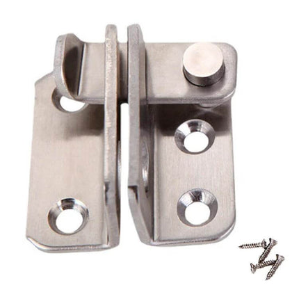 Stainless Steel Sliding Door Latch With Screw Small Left Open solid brushed stainless steel left-opening latch for small sliding doors, includes screws