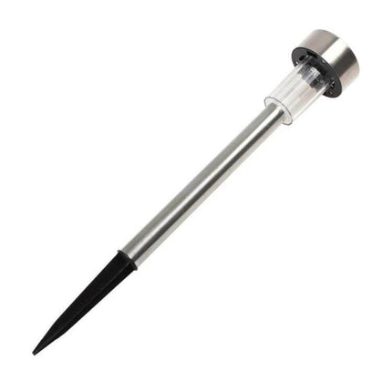 Stainless Steel Solar Garden Light For Outdoor Pathways - single stake light with stainless steel body and clear lamp for pathway illumination