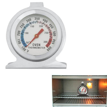 Stainless Steel Stand Up Oven Thermometer For Precise Cooking - compact stainless dial thermometer sits on oven rack to monitor baking temperature