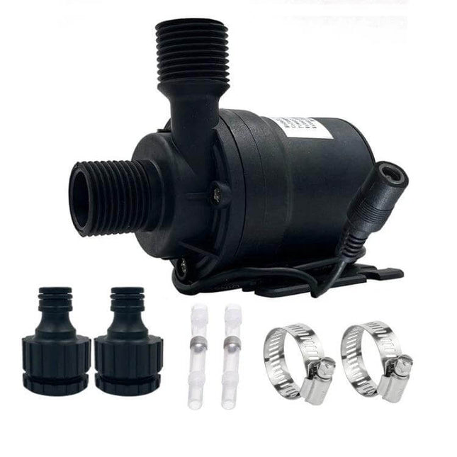 Stainless Steel Booster Pump For Water Lifting, 8m Lift compact submersible pump with fittings, 17 L/min, DC12V/DC24V, epoxy‑sealed stator