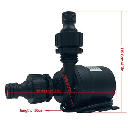 Stainless Steel Booster Pump For Water Lifting, 8m Lift compact submersible stainless steel booster pump with fittings and dimensions shown