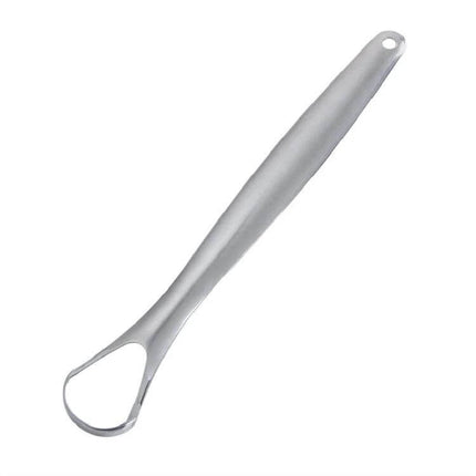Stainless Steel Tongue Scraper For Oral Care, 14.6 Cm Long - 304 stainless steel, 14.6cm long scraper with ergonomic handle and water droplet finish