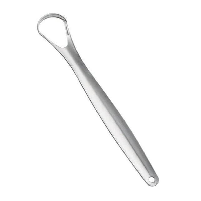 Stainless Steel Tongue Scraper For Oral Care, 14.6 Cm Long – 304 stainless steel scraper with ergonomic grip and water droplet finish for fresher breath