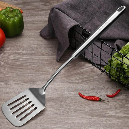 Stainless Steel Kitchen Utensil Set With Hollow Handles For Cooking - 304 stainless steel slotted spatula with hollow handle and hanging hole