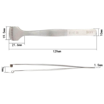 Stainless Steel Wafer Tweezers for Silicon Wafers, Everyday Use - 129mm durable stainless steel wafer tweezers with measurements