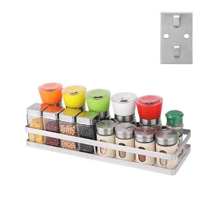 Stainless Steel Wall-Mounted Kitchen Rack for Seasonings 40x12.5x7 cm - 304 stainless steel spice shelf holding jars and containers, rust-resistant