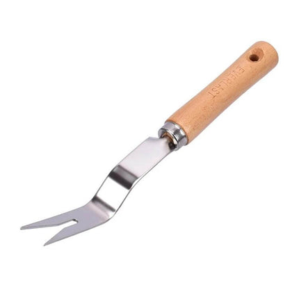 Stainless Steel Weeder With Wooden Handle For Root Removal - 28cm beech wood handle garden tool for precise root and grass removal