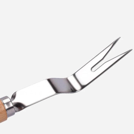 Stainless Steel Weeder With Wooden Handle For Root Removal — 28cm beech wood handle and pointed stainless blade for precise root extraction