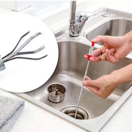 Stainless Steel Wire Sink Cleaning Hook, 60cm Sewer Dredge Tool used to pull hair and debris from kitchen sink drain