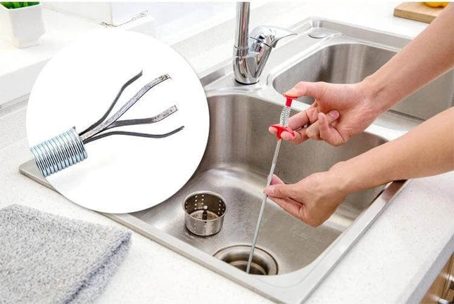 Stainless Steel Wire Sink Cleaning Hook, 60cm Sewer Dredge Tool used to pull hair and debris from kitchen sink drain