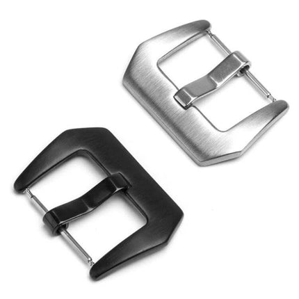 Stainless Steel Brushed Pin Buckle Watch Accessory, 3-Piece Set, 18 to 24mm - brushed 304 stainless replacement buckles in silver and black