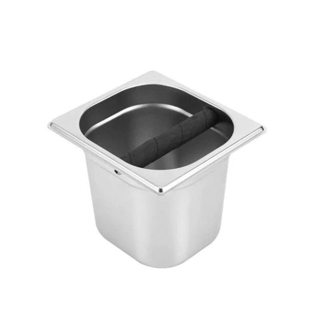 Stainless Steel Coffee Grounds Bucket Large For Cafes Bars And Tea Shops - dual-basin stainless steel espresso knock box with padded bar