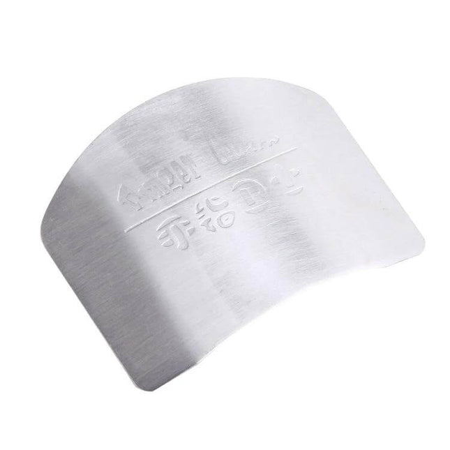 Stainless Steel Finger Guard For Safe Vegetable Cutting — durable silver stainless plate protector for slicing carrots, onions, peppers