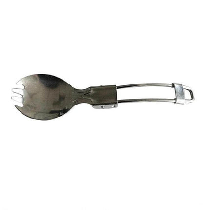 Stainless Steel Folding Spork Two Piece Set for Camping - compact folding stainless spork for hiking and travel