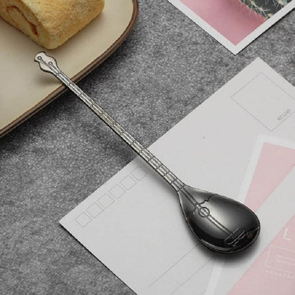 Stainless Steel Coffee Mixing Spoon Guitar Shaped - titanium plated 304 stainless steel guitar-shaped mixing spoon for coffee, milk, desserts