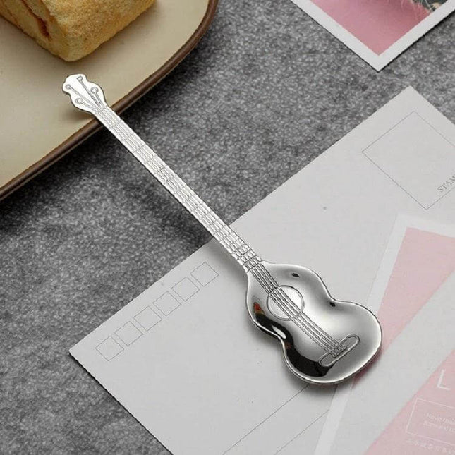 Stainless Steel Coffee Mixing Spoon Guitar Shaped - titanium plated 304 stainless steel guitar-shaped coffee stirrer for mugs and desserts
