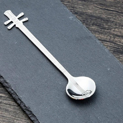 Stainless Steel Coffee Mixing Spoon Guitar Shaped - titanium-plated 304 stainless steel guitar-shaped stirring spoon for coffee, milk, desserts