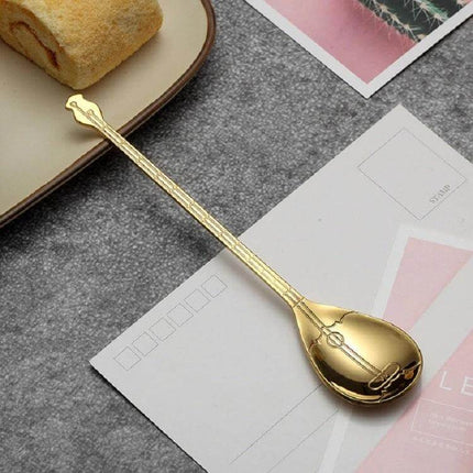 Stainless Steel Coffee Mixing Spoon Guitar Shaped - gold titanium plated 304 stainless steel musical-instrument stirring spoon for coffee and desserts