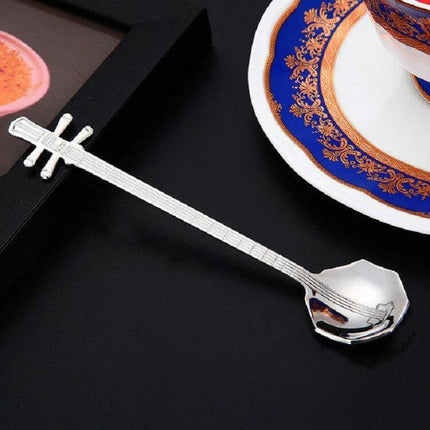 Stainless Steel Coffee Mixing Spoon Guitar Shaped elegant 304 stainless steel guitar-shaped stirring spoon with titanium plating for cups