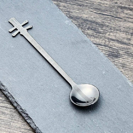 Stainless Steel Coffee Mixing Spoon Guitar Shaped titanium-plated 304 stainless steel musical instrument stirring spoon for coffee and desserts